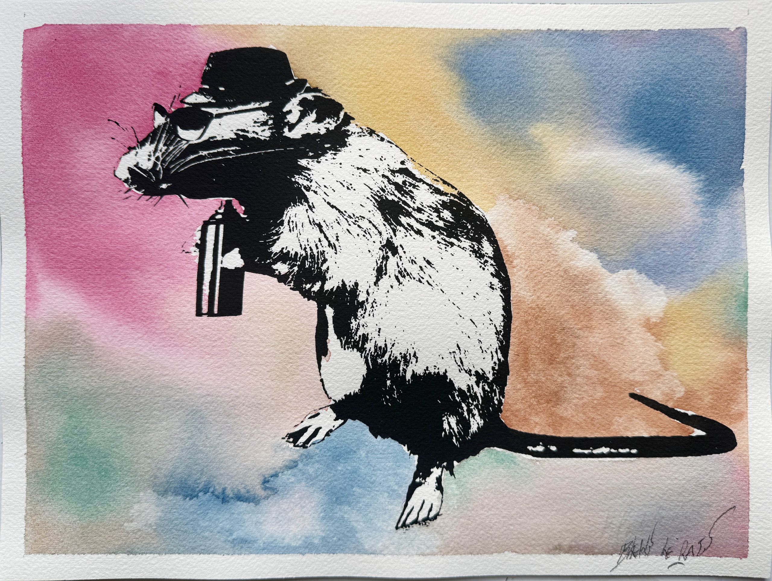 Street Artist Paraphernalia (sur fond aquarelle unique)
